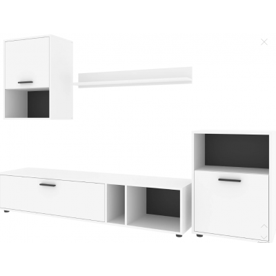 Wall furniture in the living room, living room wall Rock, LOFT White, 210x190x36 cm