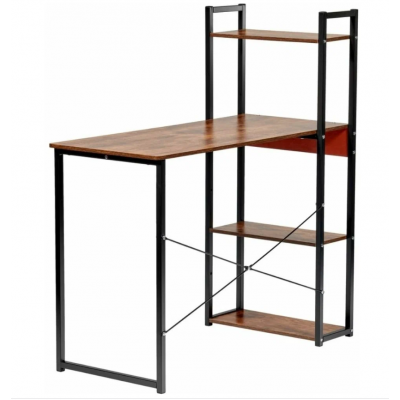 Desk with shelves Frame 100x45x110 cm, loft wood, black / Desk for school / Desk for office loft / Computer game table