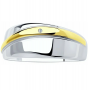 Gold plated silver ring with diamond, size 16.5