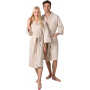 Waffle dressing gown Kimono unisex "Diamonds", beige. Size 46-48