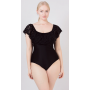 Women's one-piece swimsuit CSiman with ruffles with perforations, black, size 52