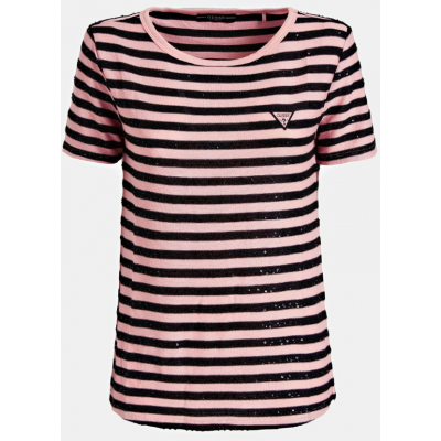 GUESS Tee, Size 48/L, Pink/Black