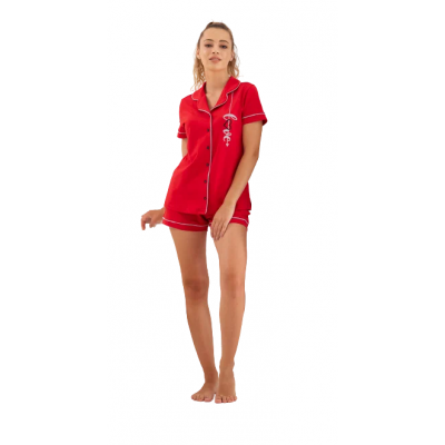 Pajamas for women with a T-shirt and shorts.