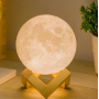 Lamp-night light 3D ball Moon, on a wooden stand with a remote control, 15 cm