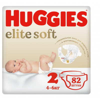 Huggies diapers Elite Soft 2, 4-6 kg, 82 pcs.